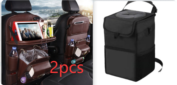 Bolsa de almacenamiento de coche en cuero, bandeja multifunción para respaldo de asientos, bolsa colgante, organizador impermeable de coche, accesorios interiores para automóviles