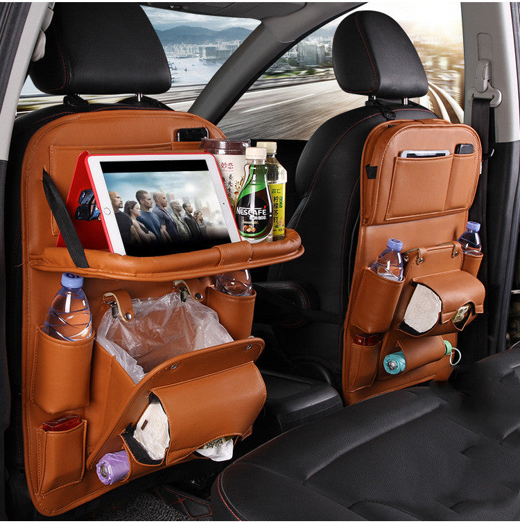 Bolsa de almacenamiento de coche en cuero, bandeja multifunción para respaldo de asientos, bolsa colgante, organizador impermeable de coche, accesorios interiores para automóviles