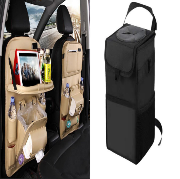 Bolsa de almacenamiento de coche en cuero, bandeja multifunción para respaldo de asientos, bolsa colgante, organizador impermeable de coche, accesorios interiores para automóviles
