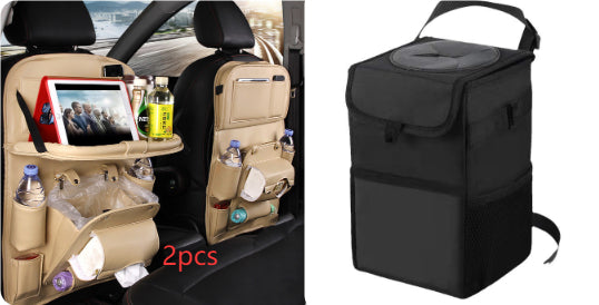 Bolsa de almacenamiento de coche en cuero, bandeja multifunción para respaldo de asientos, bolsa colgante, organizador impermeable de coche, accesorios interiores para automóviles
