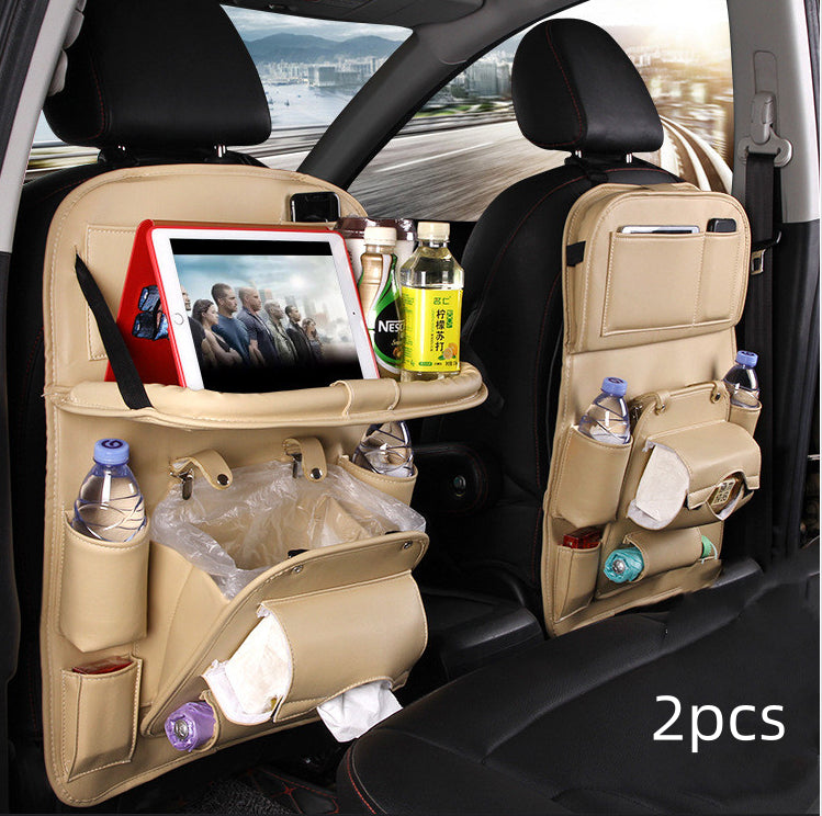 Bolsa de almacenamiento de coche en cuero, bandeja multifunción para respaldo de asientos, bolsa colgante, organizador impermeable de coche, accesorios interiores para automóviles