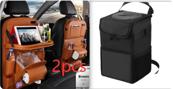 Bolsa de almacenamiento de coche en cuero, bandeja multifunción para respaldo de asientos, bolsa colgante, organizador impermeable de coche, accesorios interiores para automóviles