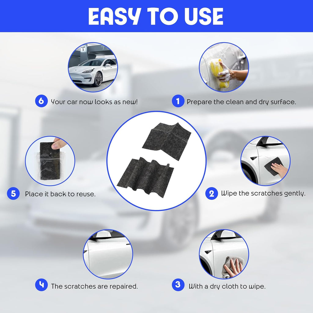 6 Piezas Paño Nano Brillante Multifuncional, Cuadrado Mágico Reparar Arañazos, Rectángulo Magic Cloth Reparar Rayones, Quita Ralladuras Coche Para Auto Mantenimiento